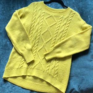 Yellow/citron cable knit LOFT sweater, size XS